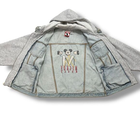 Mickey Inc Vintage 90s Mickey Mouse Denim Hoodie Jacket Adult XL Disney JeanCoat - Picture 7 of 8